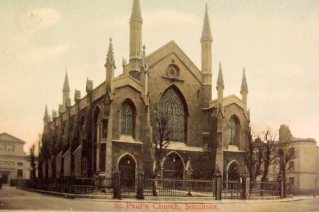 St Pauls Church, Southsea, destroyed by the Luftwaffe in January 1941.