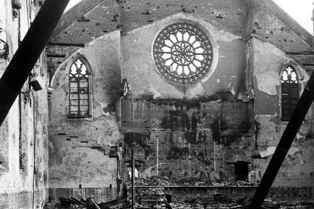 The wrecked interior of St Pauls Church after the blitz of January 10, 1941.