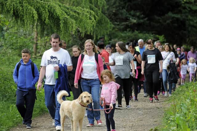 Friends and supporters take part in the Queen Alexandra Hospital ward walk at Staunton Country Park.
(l to r), 

Picture: Ian Hargreaves  (190519-11)