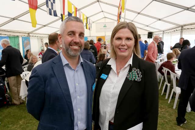 MAA Press Lunch at Haslar Marina. Pictured:Event organisers, Mike Shepphard - managing director and Emma Stanbury- account manager of MAA. Picture: Habibur Rahman