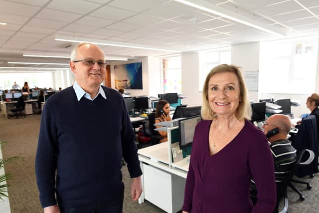 Nationwide Hire. (left) MD Jonathan Holley with Lynda Piper, the wife of the founder of the company, the late Howard Piper. Picture: Malcolm Wells (190508-9144)