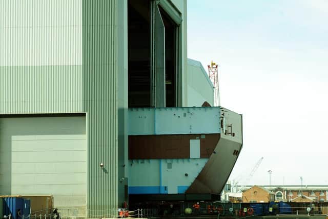 Sections of the HMS Prince of Wales carrier were completed at the BAE shipbuilding in Portsmouth Naval Base, before shipbuilding stopped in August 2014. Picture: Paul Jacobs (142098-10)