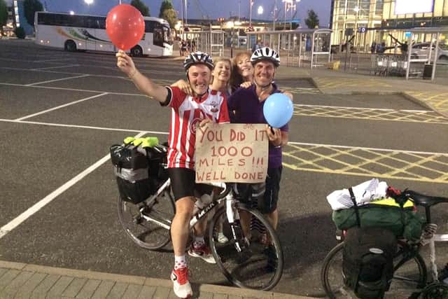 Andy Crowe, wife Jane Crowe,  Sue Mussellwhite and husband Bob, all members of Fareham Rotary. Andy and Bob cycled around Europe to raise funds to end polio