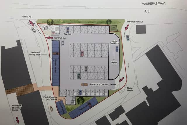 A plan of the car park that would accompany the Wellington Way development, in Waterlooville town centre