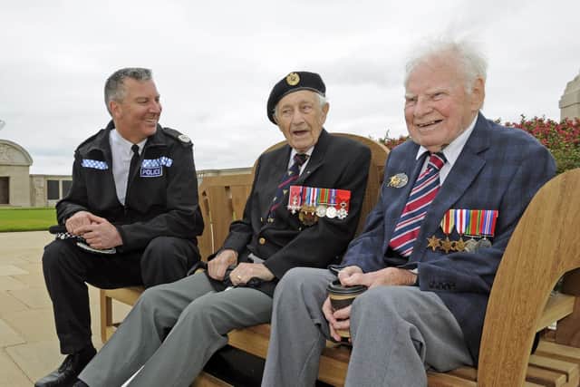 ACC David Hardcastle with D-Day veterans Ron Cross and Bob Jones. Picture: Ian Hargreaves  (310519-1)