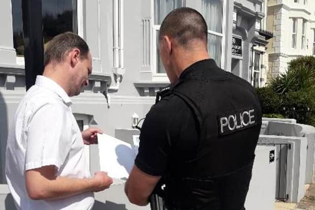 Hampshire police have a large presence in Southsea ahead of the D-Day 75 commemorations on June 5. Pictured is: Officers in Southsea giving residents advice ahead of the commemorations.Picture: Hampshire police