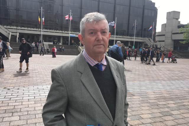 Protest leader Simon Magorian in Guildhall Square today