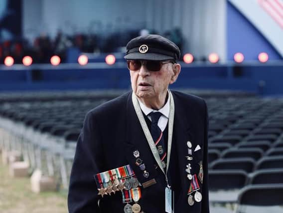 D-Day 75 in Portsmouth. Veteran at ceremony site