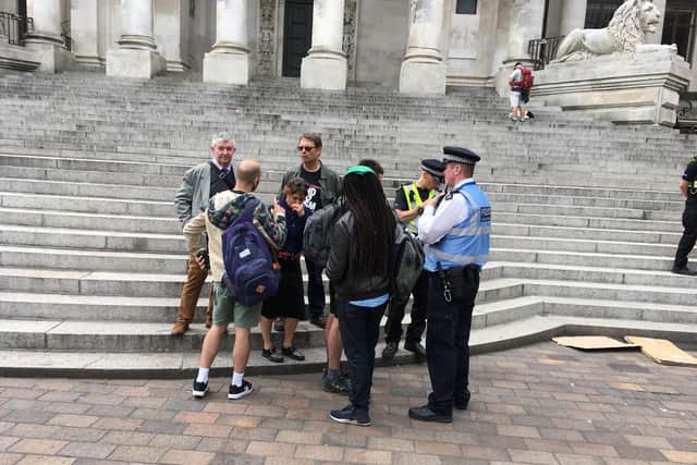 Anti-Trump protests outside Guildhall results in man being punched in head leaving campaigners upset