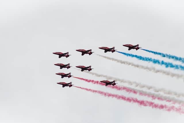 D-Day 75 event today in Portsmouth red arrows and crowds. Picture: Mia Curtis-Mays
