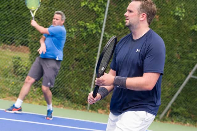Mike Waring, Southsea Tennis Club, competing at Rowlands Castle. Picture: Duncan Shepherd