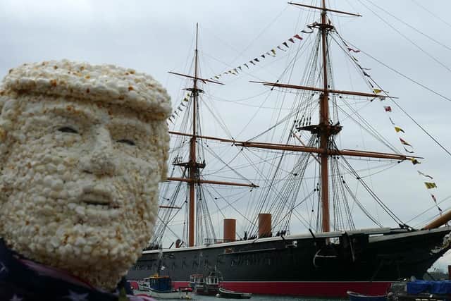 The popcorn model of US president Donald Trump, pictured near HMS Warrior and Portsmouth Historic Dockyard. Picture: Kevin Keating