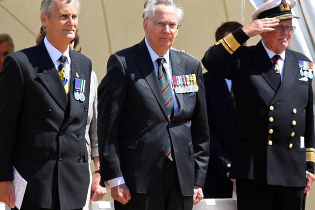 HRH The Duke of Gloucester was present at 'The COPP Memorial' on the seafront at Hayling Island at the invitation of Robin Walton who had planned the memorial over many years. Picture: Malcolm Wells (190606-9274)