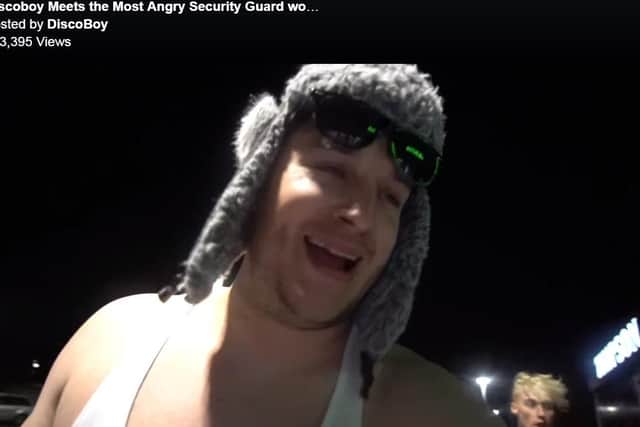 YouTube prankster Lee Marshall, 34, who goes by the name DiscoBoy on the streaming site has been convicted of assault by beating against an Asda supermarket night manager.
Pictured: Lee Marshall outside the Asda store