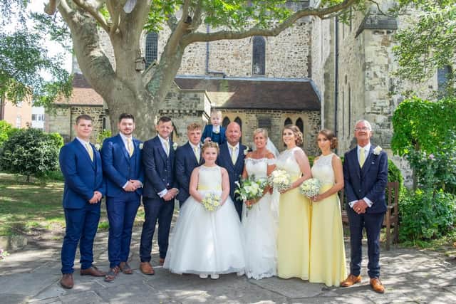 The Maggs with their wedding party. Picture: Carla Mortimer Photography