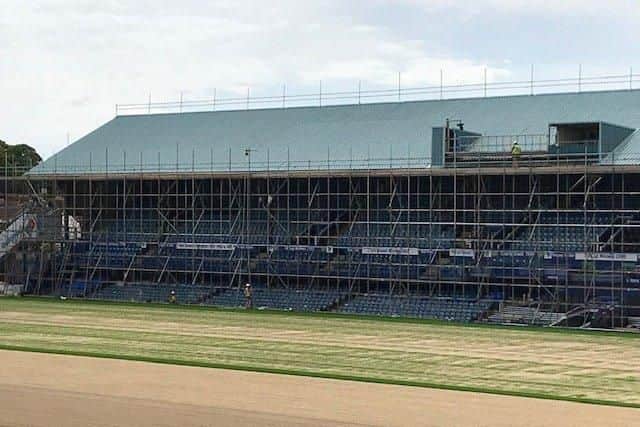 This summer's redevelopment of Fratton Park, including the South Stand and pitch