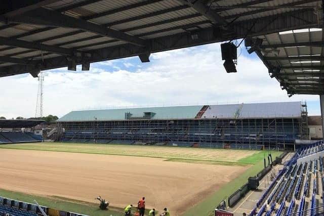 View from the North stand of Fratton Park development this summer