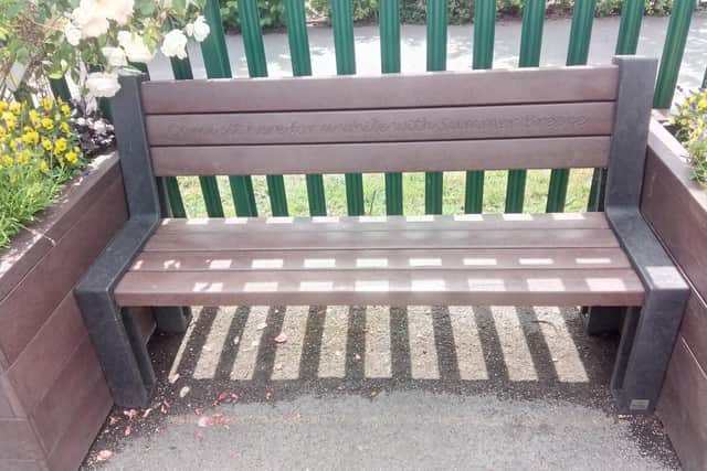 The Summer Breeze bench in memory of Summer Page.
