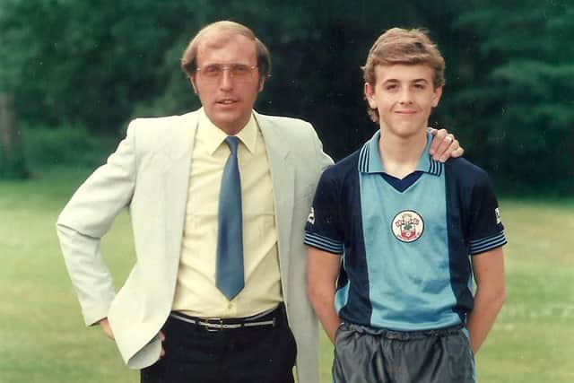 Jamie Webb, who lived in Portsmouth, and coach Bob Higgins at Southampton in 1985.