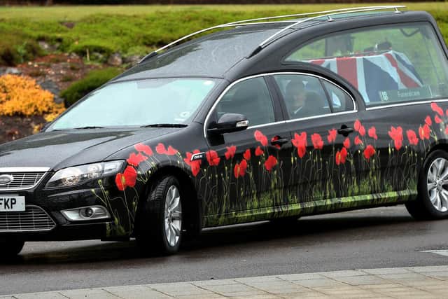 Arrival of the hearse. Picture: Chris Moorhouse (120619-27)
