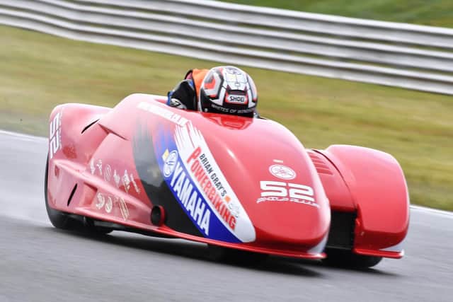 Tommy Philp and Portsmouth's Jonny Allum on the Brian Gray Powerbiking Race Team LCR Yamaha in the Bemsee F1 sidecar championship at Snetterton. Picture: Jenny Triker-Wells