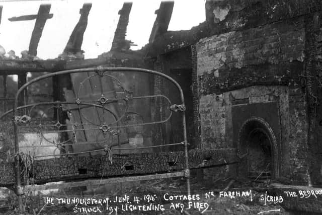 Fire after a thunderstorm at Fareham, 1916. Picture: Stephen Cribb/Robert James collection
