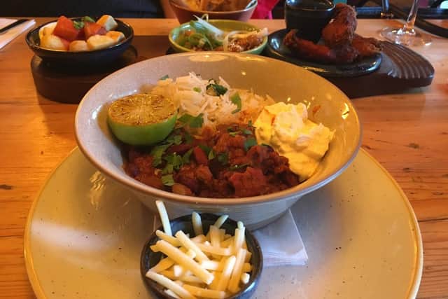 Tin Pan Louie's Beef Chilli, front, with tapas behind. All at Panero Lounge, Southsea