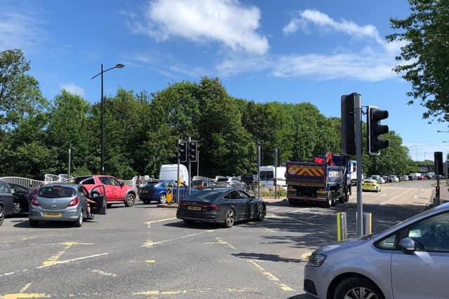 Traffic queueing in Havant after the burst water main on Hayling Island caused delays
Picture: Richard Lemmer