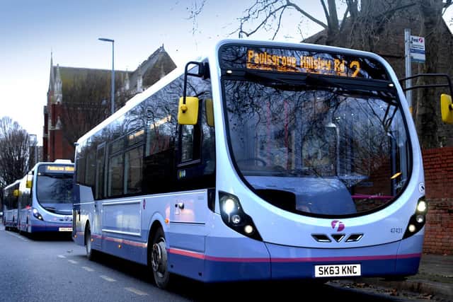 Bus drivers have reportedly been leaving their engines running when they stop for a break. Picture: First Group