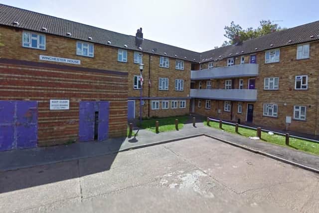 Winchester House, in Billy Lawn Avenue, Leigh Park, where a fire erupted last night. Photo: Google