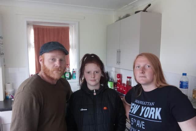 (L-R) Michael Duke, Angela Hurst and Zoe Carter. Zoe was living below Ms Thwaites flat at the time of the fire.