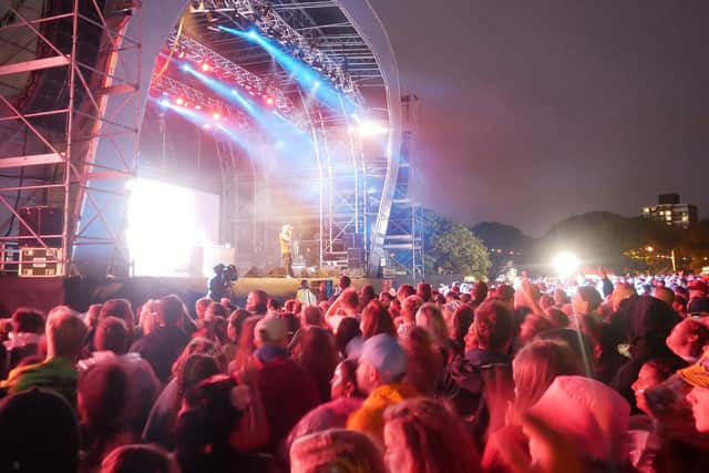 Crowds watching Example on stage during Victorious Festival, 2018. Photo: Habibur Rahman