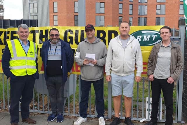 RMT general secretary Mick Cash on the picket line outside Fratton station this morning. Picture: RMT Union