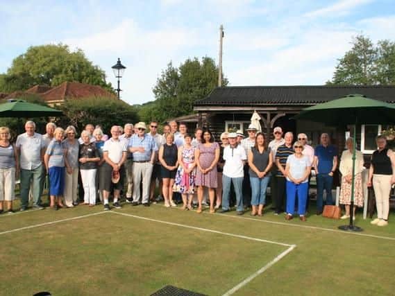 Sixteen Conservative members took on sixteen members of Titchfield Bowling Club for a game of bowls in aid of a local newsletter.