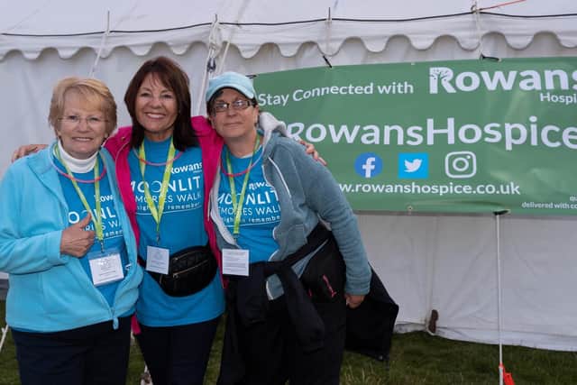 Moonlit Memories Walk 2019 for Rowans Hospice along the Seafront and Old Portsmouth - Pictured (l-r) Marion Davies, Rosalyn Reynolds and Joy Davies. Picture: Vernon Nash (150619-003)