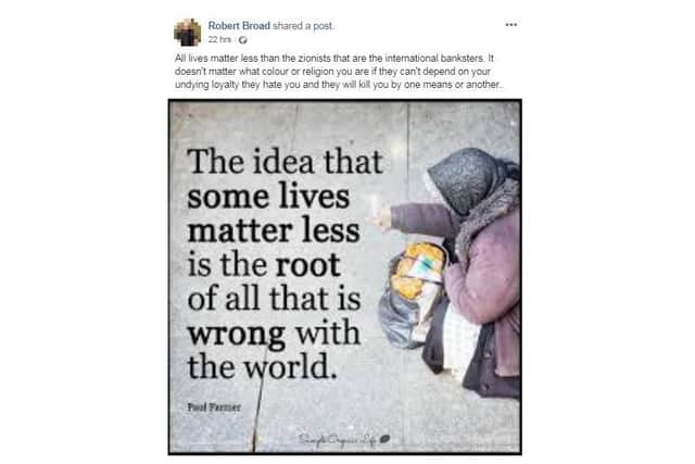 Another of Robert Broad's Facebook posts
