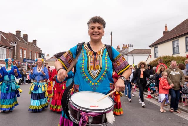 The carnival parade processes through the streets of Portchester to Portchester Castle. Picture: Vernon Nash (150619-046)