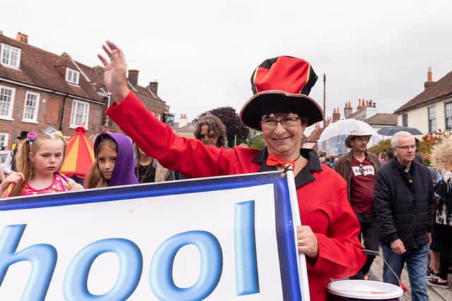 The carnival parade processes through the streets of Portchester to Portchester Castle. Picture: Vernon Nash (150619-045)