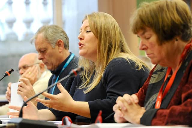 Tory councillor Donna Jones speaking at a meeting in November at which Lib Dem councillors voted unanimously to scrap Victory Energy for the second time Picture: Sarah Standing (180850-9266)