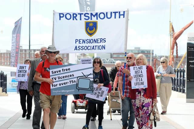 Portsmouth Pensioners Association on a protest march through Gunwharf Quays.
Picture: Sarah Standing (210619-9024)