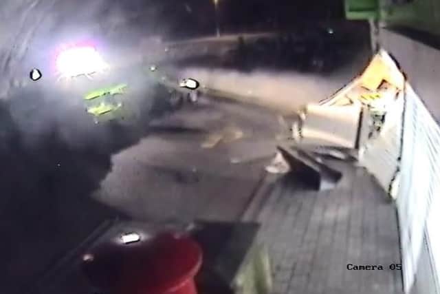 Ram raiders have been jailed for a string of crimes - including this one caught on CCTV at Denmead in Hambledon Road on October 3, 2018 at 1.30am. Picture: Surrey police