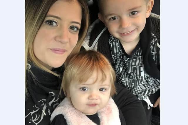 Kirsty with her children Joey, five, and Sophia, one