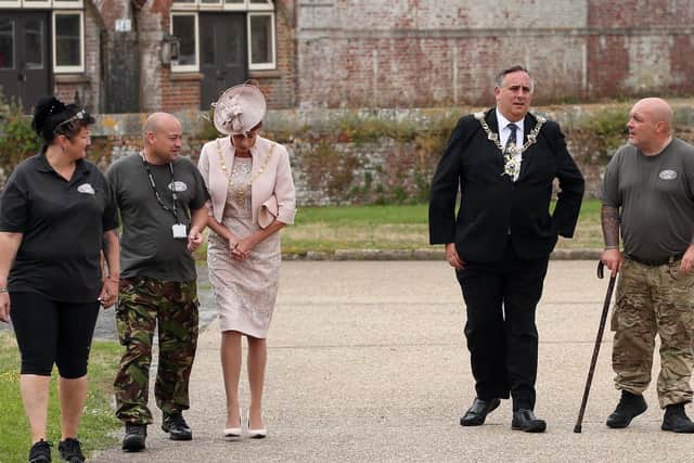 Lord Mayor of Portsmouth Cllr David Fuller with Forgotten Veterans CEO Gary Weaving, right Picture: Chris Moorhouse (230619-5)