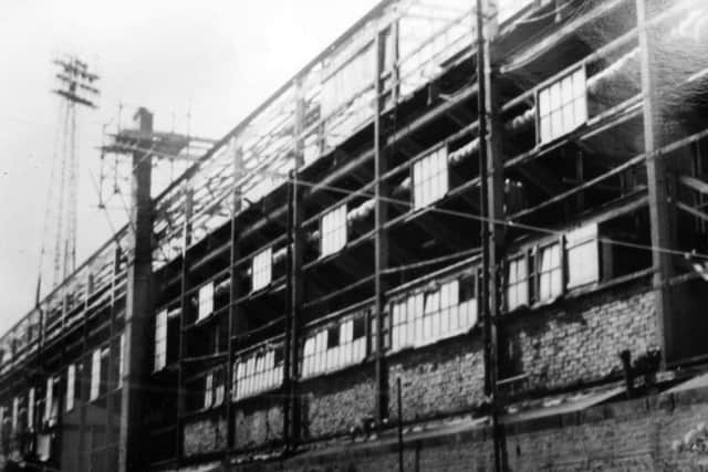 Picture of the present new stand being built at Fratton Park in 1988. (0277-5)