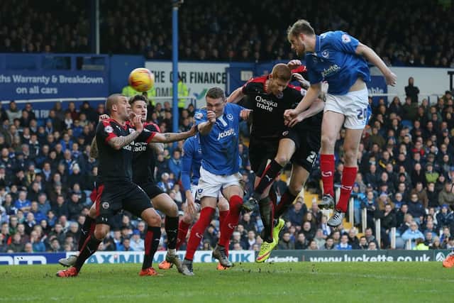 Matt Clarke got his first goal of his Pompey career during the Sky Bet League 2 match between Portsmouth and Crawley Town at Fratton Park, Portsmouth, England on January 2, 2016.