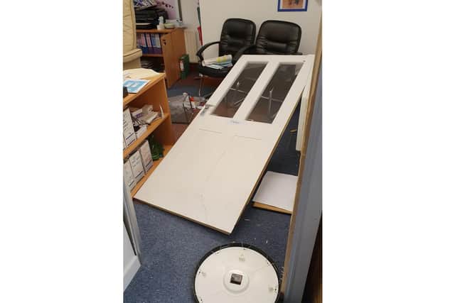 Damage left by the burglars in the Childcare offices.