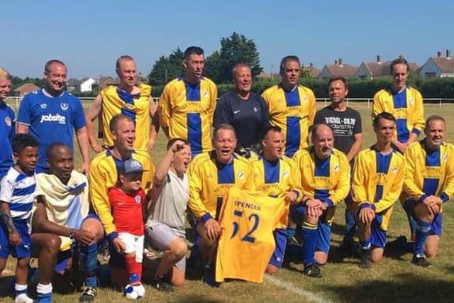 Managers and players at Meon Milton Youth FC line up for The Gary Spencer Memorial Cup last year
