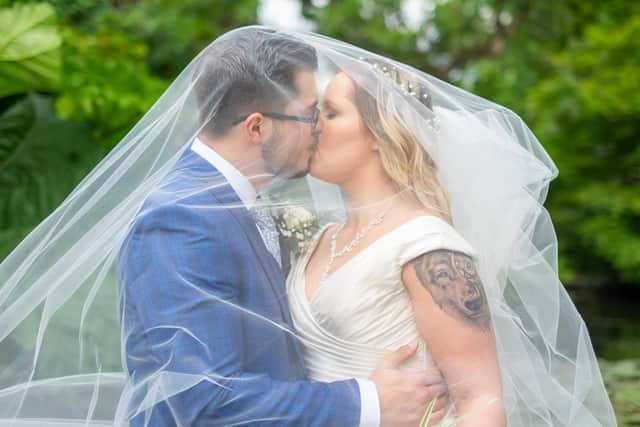 The newlyweds pose for their wedding photographs. Picture: Carla Mortimer Photography