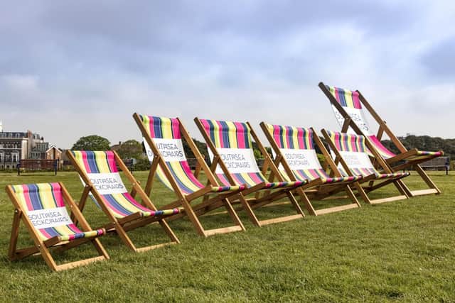 Southsea Deckchairs' 2019 summer collection, including the Giant, far-right. Picture: Southsea Deckchairs