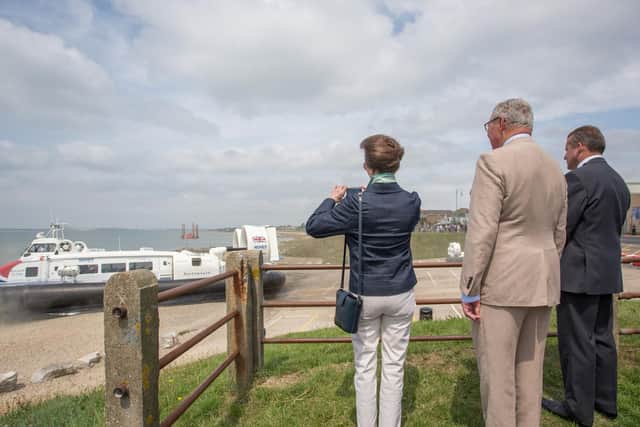 Princess Anne watching the hovercraft leave. Picture: Habibur Rahman.
